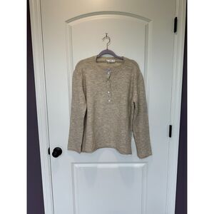 NWOT MNG Henley Sweater Cream Size Large